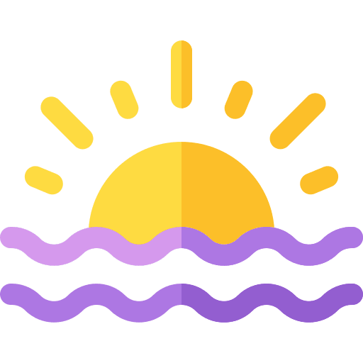 Sunrise beach travel sea icon