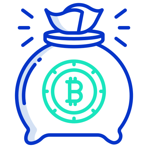 Bag bitcoin profit savings icon