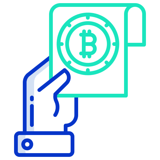 Bill receipt hand bitcoin icon