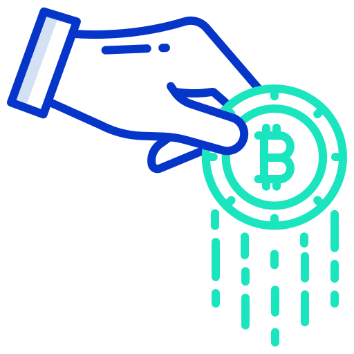 Bitcoin funding hands and gestures save icon