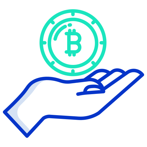 Bitcoin money hand pay icon