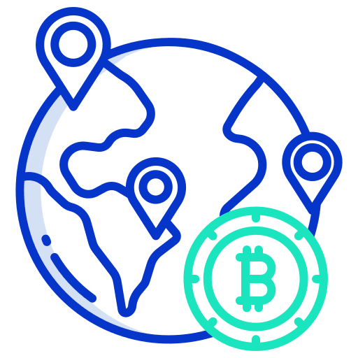 Map bitcoin cryptocurrency map pointer icon