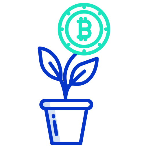 Plant cryptocurrency bitcoin plant pot icon