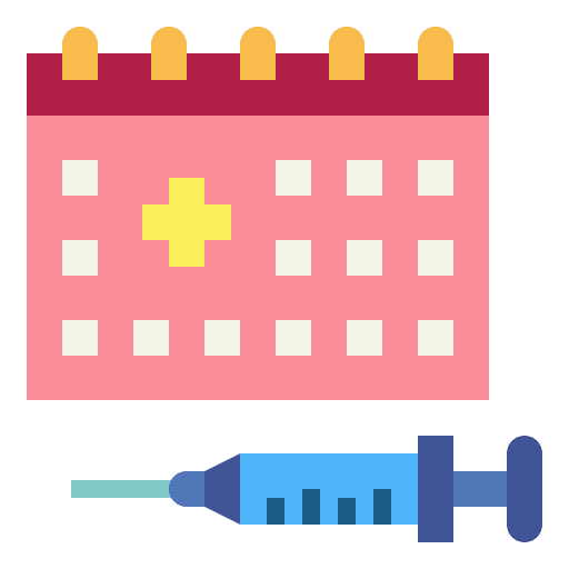 Calendar syringe time and date appointment icon Calendar syringe time and date appointment icon