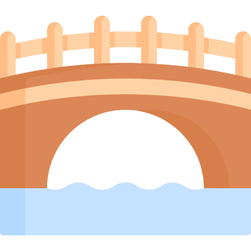 Bridge architecture and city bridge building icon