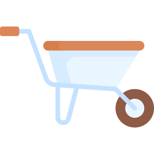 Wheelbarrow farming and gardening soil trolley icon Wheelbarrow farming and gardening soil trolley icon