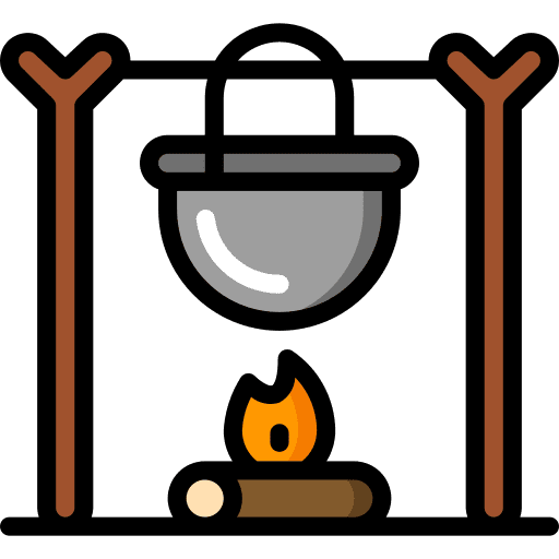 Cooking pot bonfire camping campfire icon