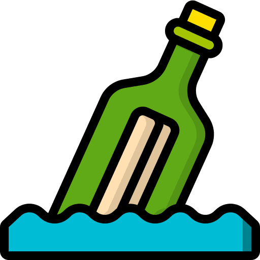 Message in a bottle waves ocean sea icon