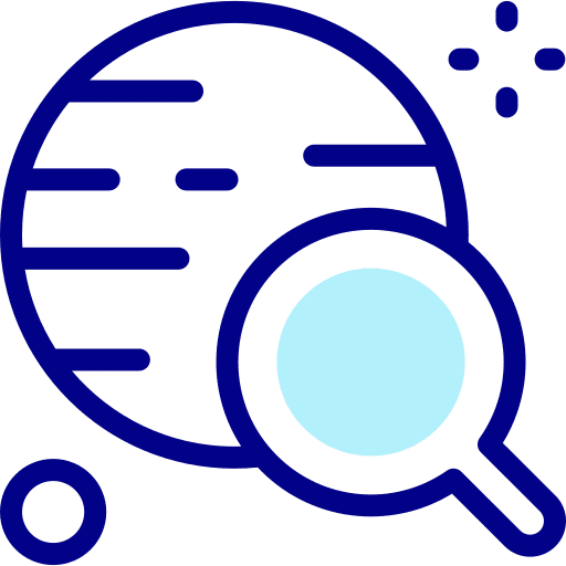 Planet magnifying glass education planet icon