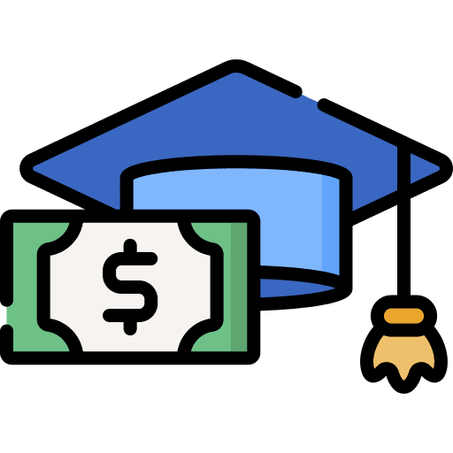 Tuition mortarboard grant study icon