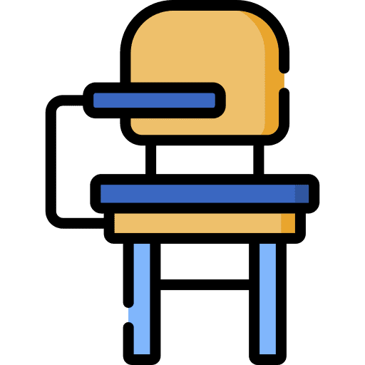 Desk chair university college furniture icon Desk chair university college furniture icon