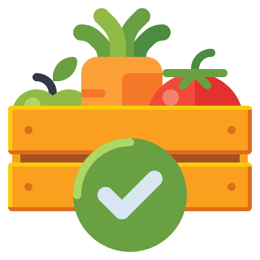 Produce organic food and restaurant basket icon