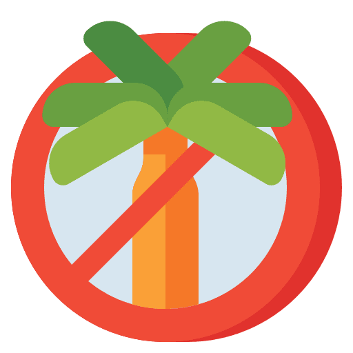 Palm oil free forbidden food and restaurant prohibited icon