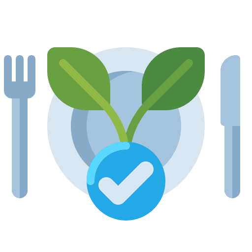 Vegan vegetables healthy food plate icon