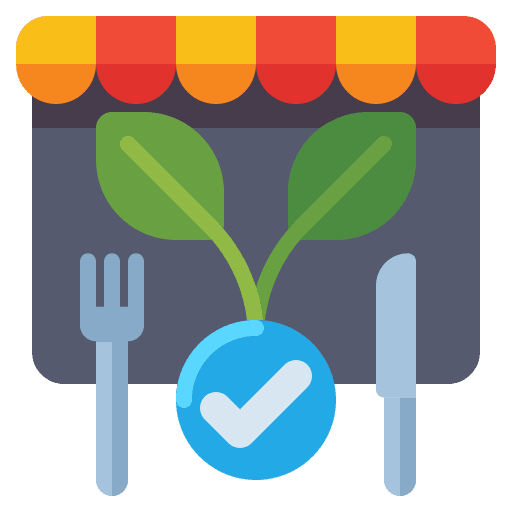 Vegan vegetarian food and restaurant healthy food icon