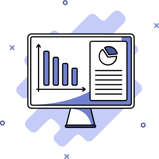 Data analytics data analytics data bars monitor icon