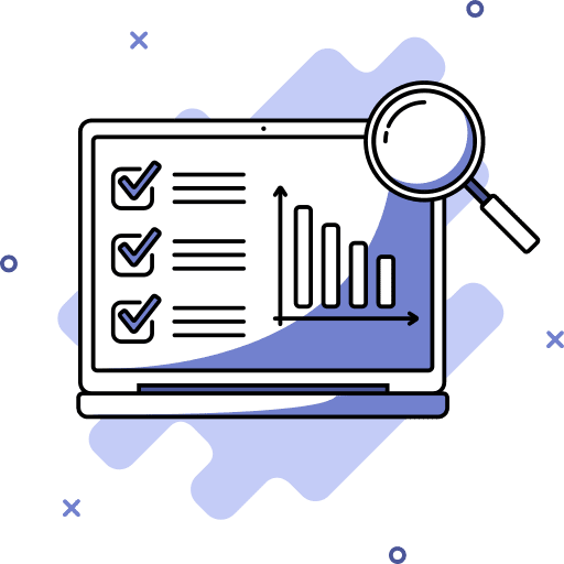 Data research laptop screen check list business and finance icon Data research laptop screen check list business and finance icon