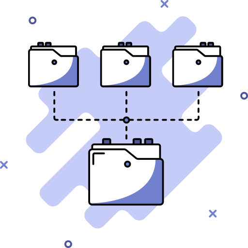 Structured data file and folder organizing networking icon Structured data file and folder organizing networking icon