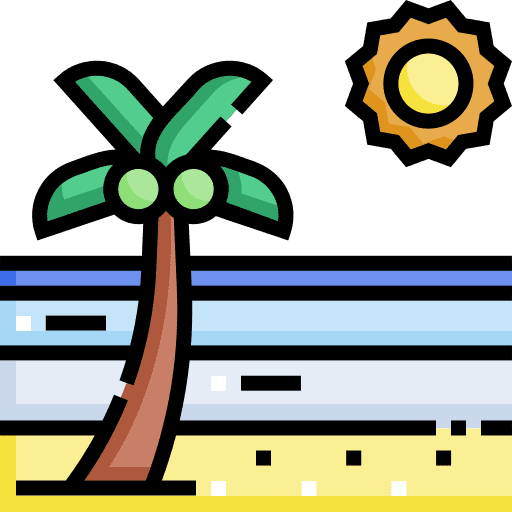 Beach sun sea island icon