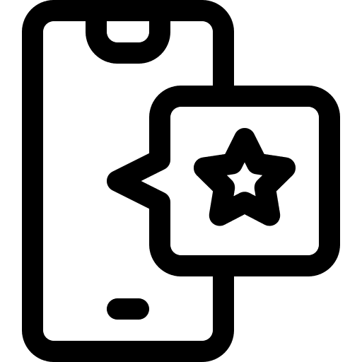 Rating speech bubble smartphone star icon