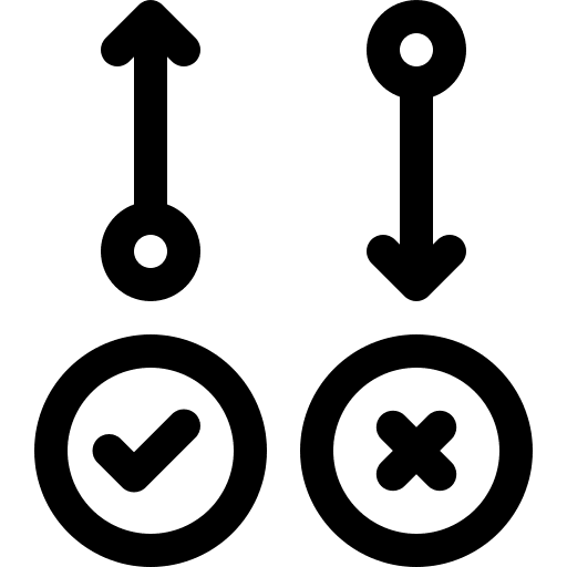 Survey down arrow no yes or no icon Survey down arrow no yes or no icon