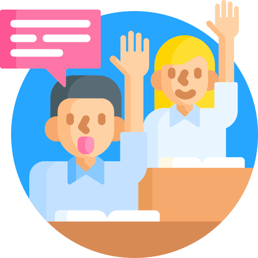 Class raise hand discussion education icon