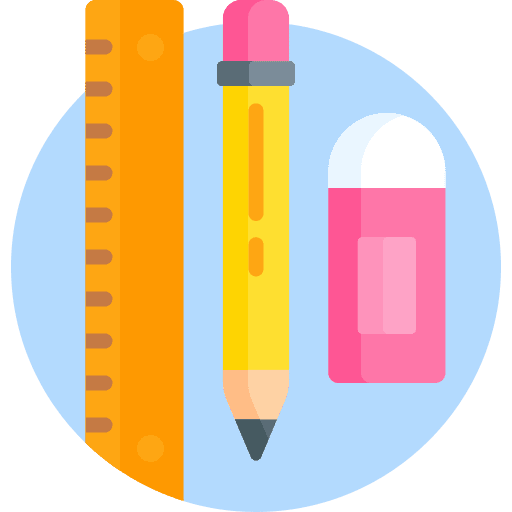 Stationery rubber education ruler icon