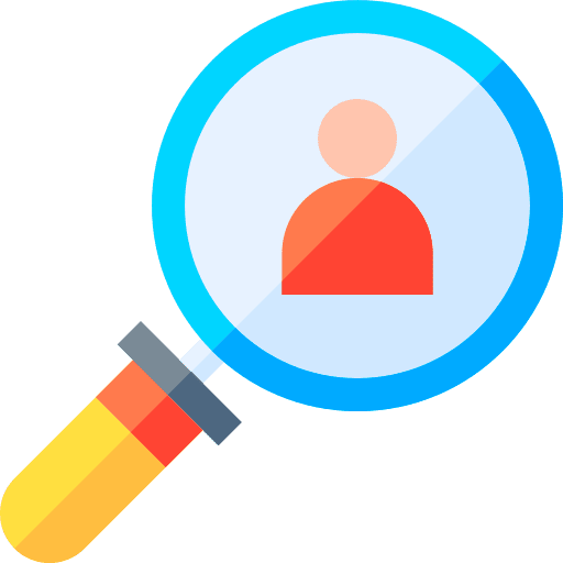 Human resources professions and jobs loupe user icon Human resources professions and jobs loupe user icon