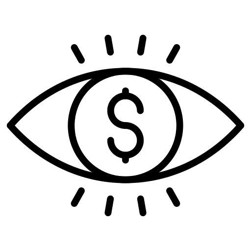 Eye money business and finance view icon