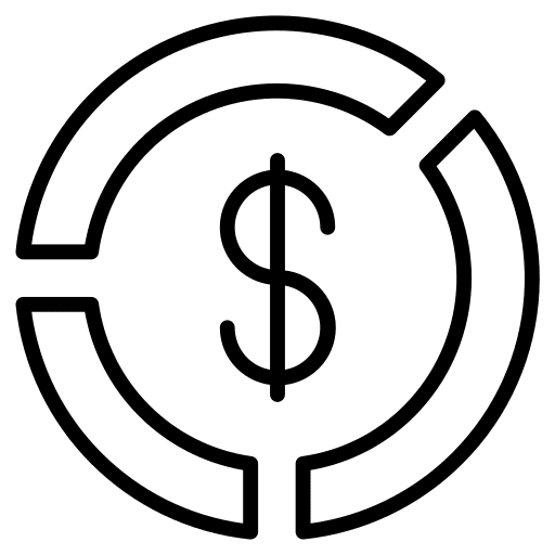 Pie graph business and finance dollar graphics icon