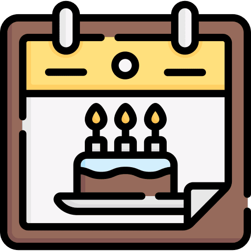 Birthday event time and date calendar icon Birthday event time and date calendar icon