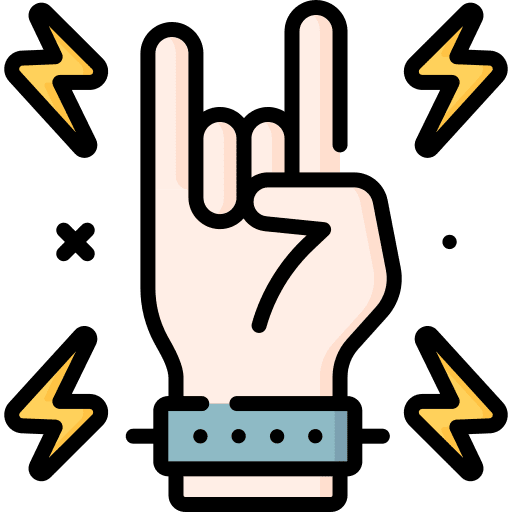Rock music and multimedia hand hand gesture icon