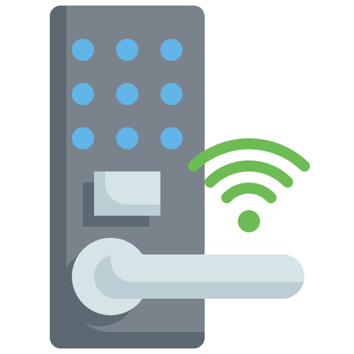 Smart door security smartphone internet of things icon