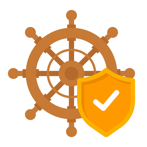 Ship wheel policy transportation shield icon