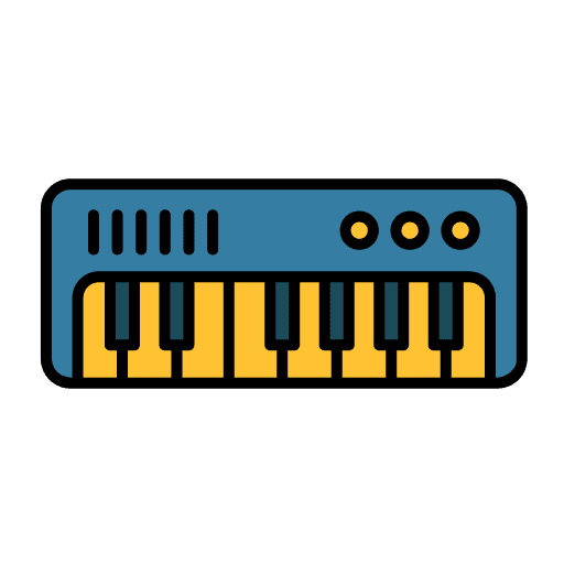 Keyboard synthesizer piano music and multimedia icon