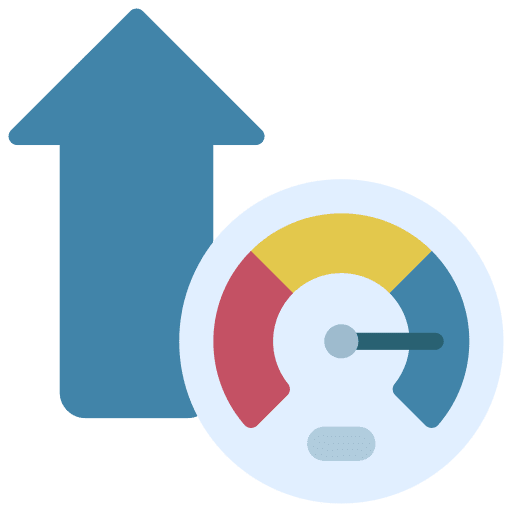 Performance gauge time and date internet icon