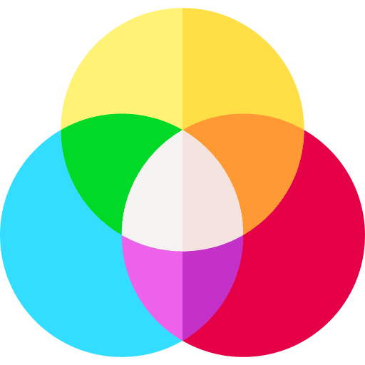 Rgb intersection color wheel art and design icon