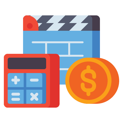 Film budget clapperboard business entertainment icon