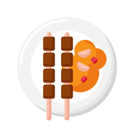 Satay traditional kebab food and restaurant icon