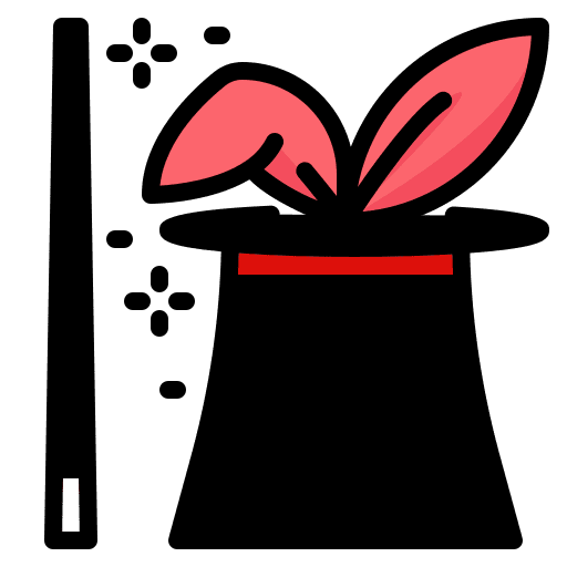 Magician hat bunny wand circus icon