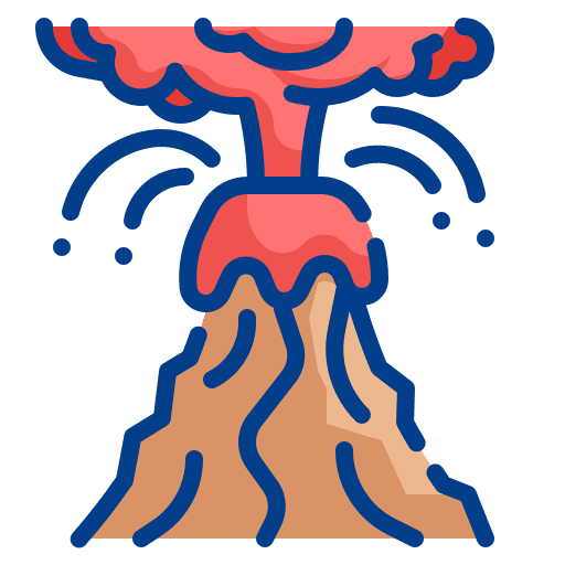 Volcano disaster burn lava icon