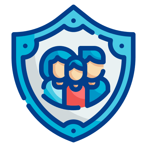 Insurance security shield family icon Insurance security shield family icon