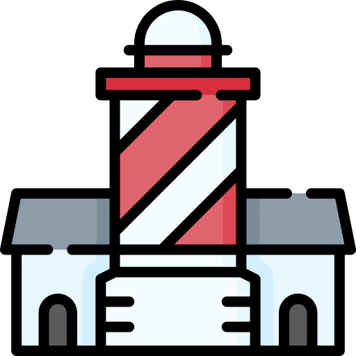 Lighthouse architecture and city guide orientation icon