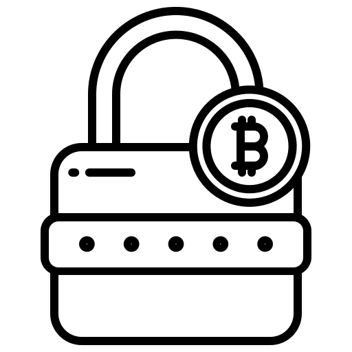 Lock blockchain bitcoin currency icon