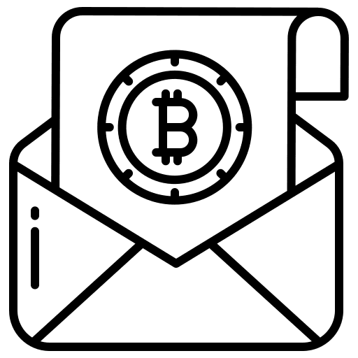 Email business and finance bitcoin symbol message icon