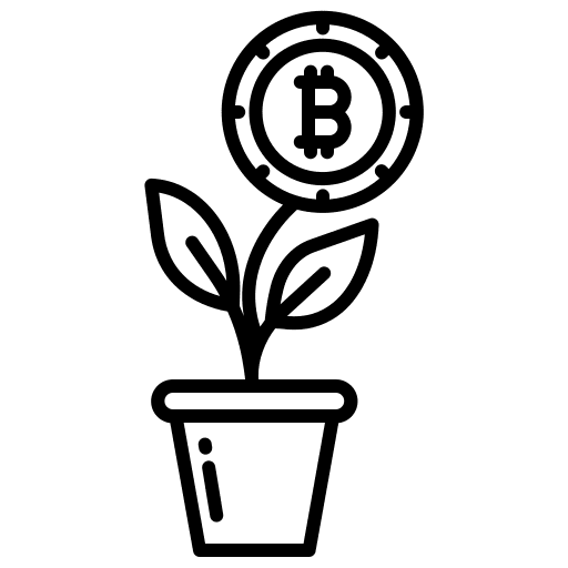 Plant growth business and finance digital money icon