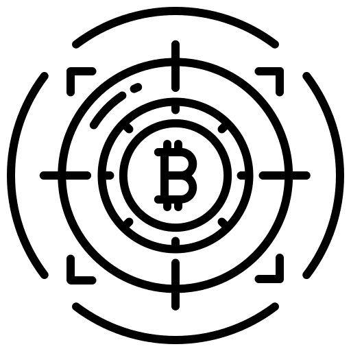 Target cryptocurrency digital currency focus icon