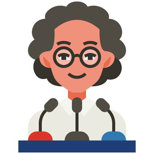 Press conference microphone event woman icon Press conference microphone event woman icon