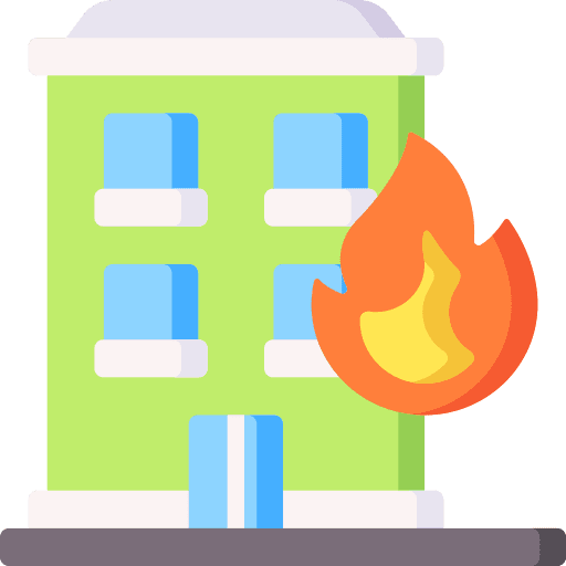 Fire smoke house on fire accident icon