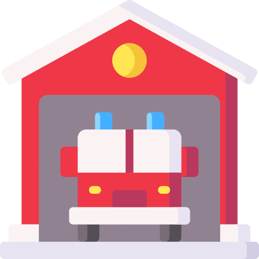 Firefighter building fire station emergencies icon